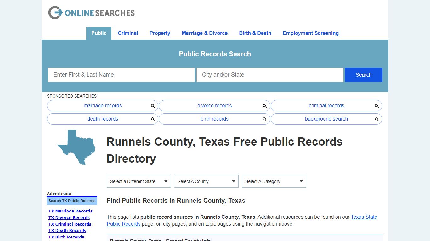 Runnels County, Texas Public Records Directory