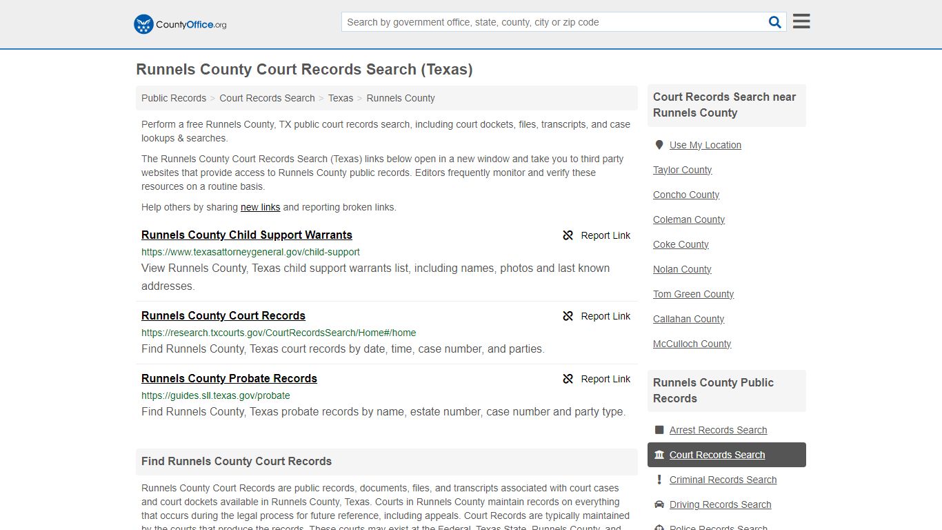 Runnels County Court Records Search (Texas) - County Office